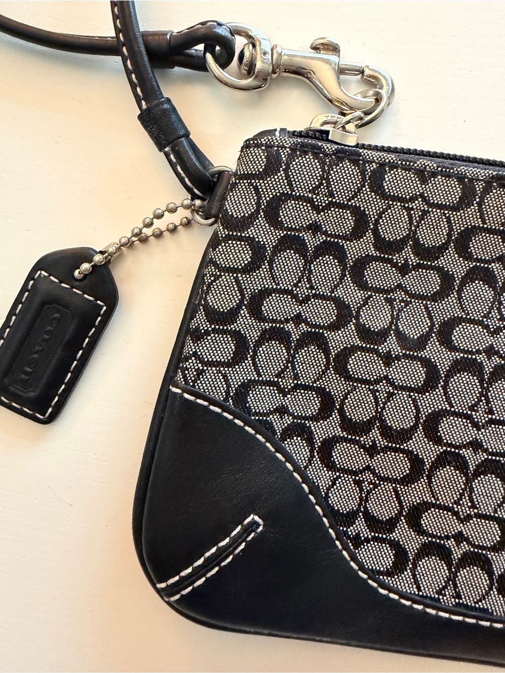 Coach Gray & Black Signature Wristlet